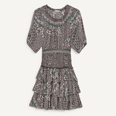 ROMEA Printed voile dress with smocking