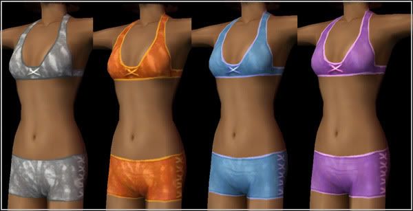 More Maxis texture alpha recolours Four bikinis with a stripe pattern