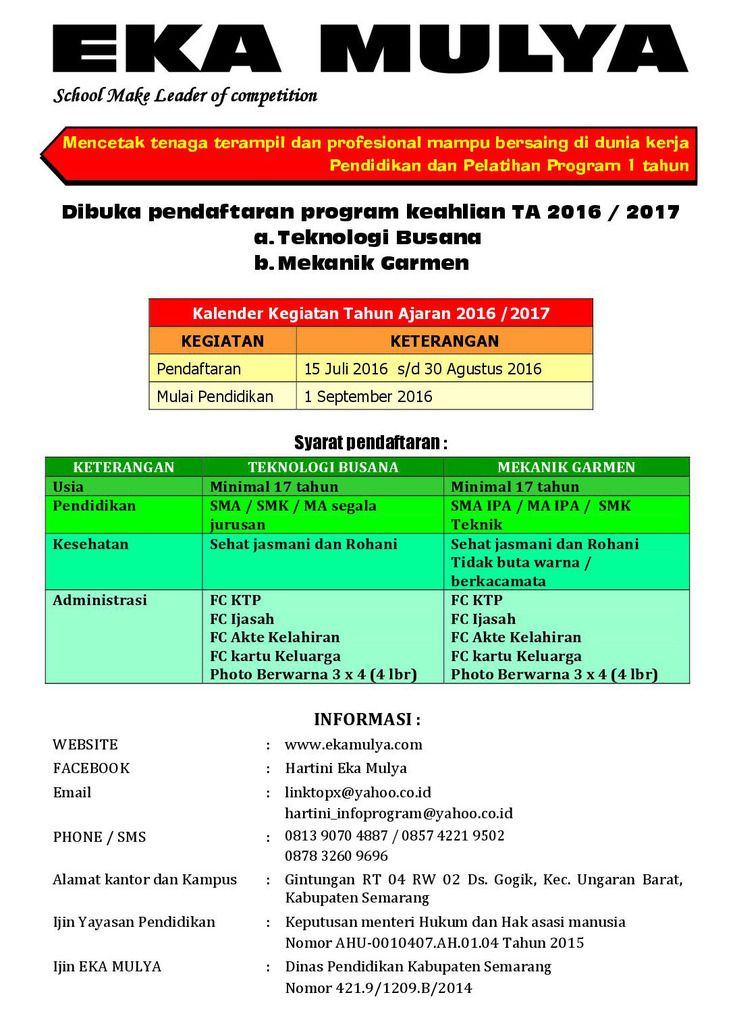 Program Pendidikan 1 Tahun