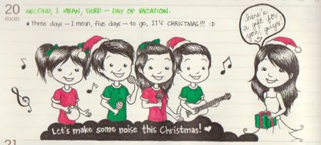 A Christmas-themed doodle, dated today. By the way, it's five days before Christmas!