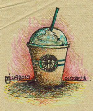 Starbucks doodle. Markers, pen, and ink on a Starbucks tissue.