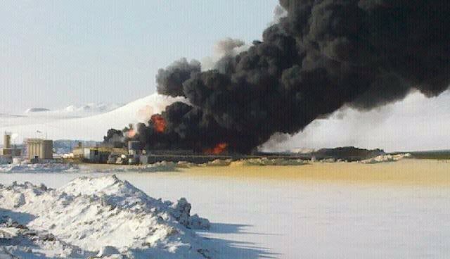 oil well fire. Oil Well Fire in Alexander,