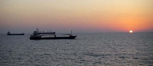 Sunset. Israeli. Ashdod Roads.