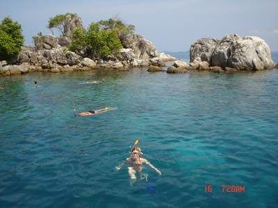 Lucinda met idiote snorkel