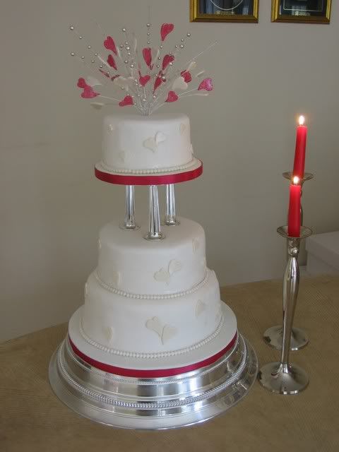Stephanie's pink fountain wedding cake Image
