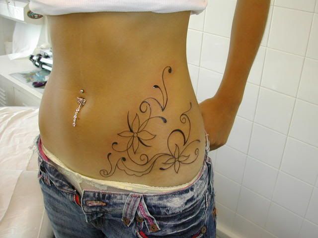 Flower Tattoo In Girls Body like A Tribal Tattoo,tattoo