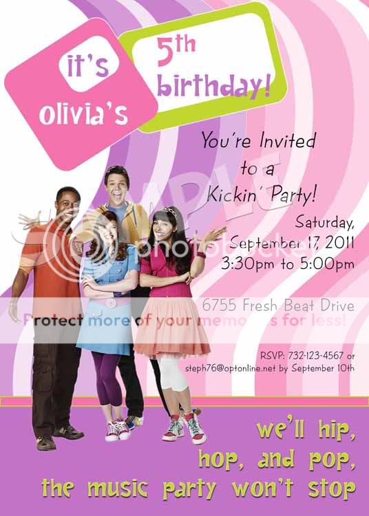 FRESH BEAT BAND Birthday Party Invitation   5 Designs   New and Old 