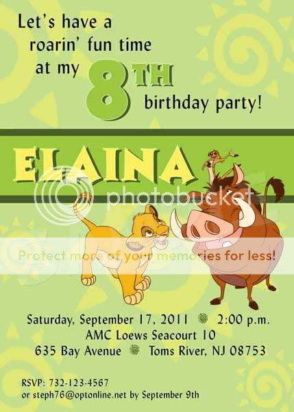 THE LION KING Birthday Party Invitation   2 Designs  
