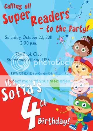 SUPER WHY Birthday Party Invitation - 8 Designs including WOOFSTER the ...