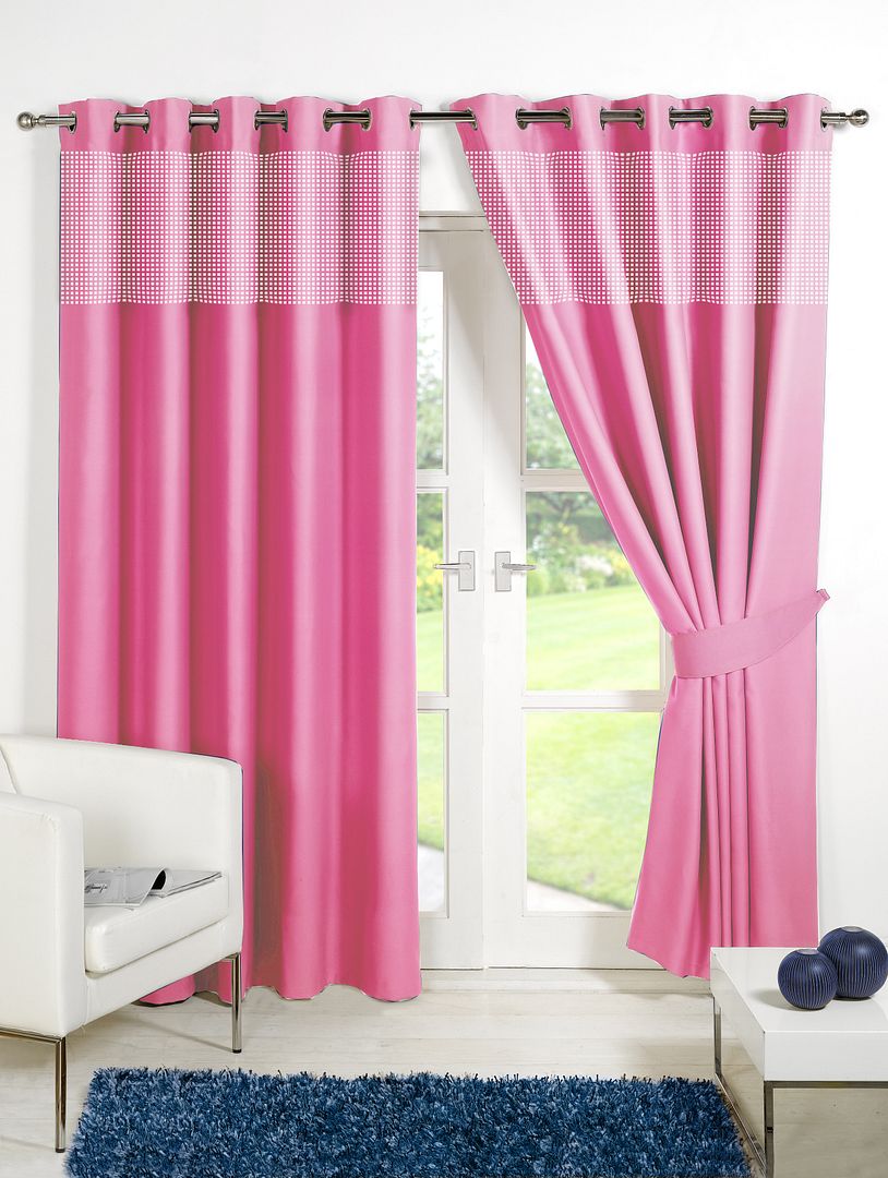Childrens Gingham Thermal Blackout Curtains Eyelet Ring Top