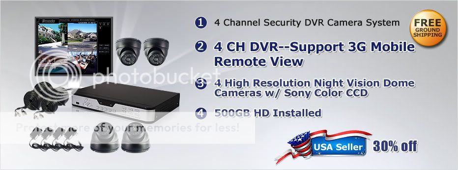 The kit DVR DK048A1 500GB includes a 4 channel standalone DVR with 